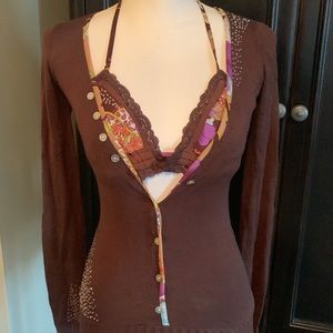 David Bitton sweater / bikini top combo set size XS